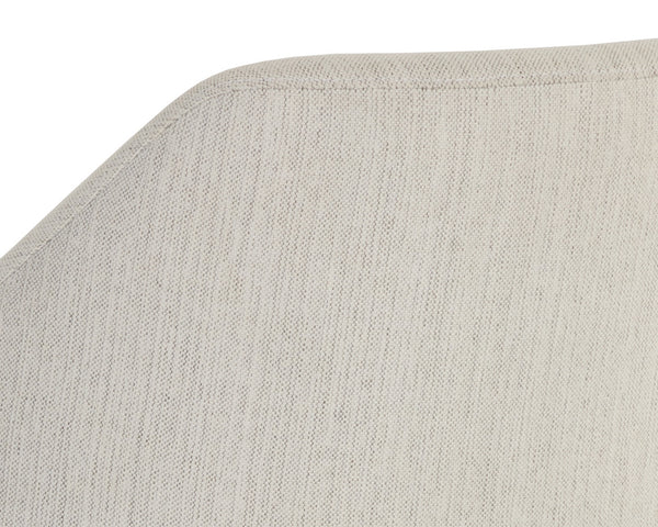 Sunpan Milton Dining Armchair - Chic Mid-Century Modern Design with Solid Rubberwood Frame & Brass Stretchers Light Wash / Mina Ivory