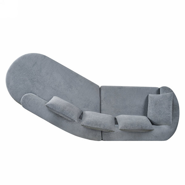 English Elm Christopher Knight Home® - 116" Modern Curved Sectional Sofa with Plush Pearl Upholstery, High-Density Sponge, Chaise Lounge Seating Harmony Light Gray N767P263923L