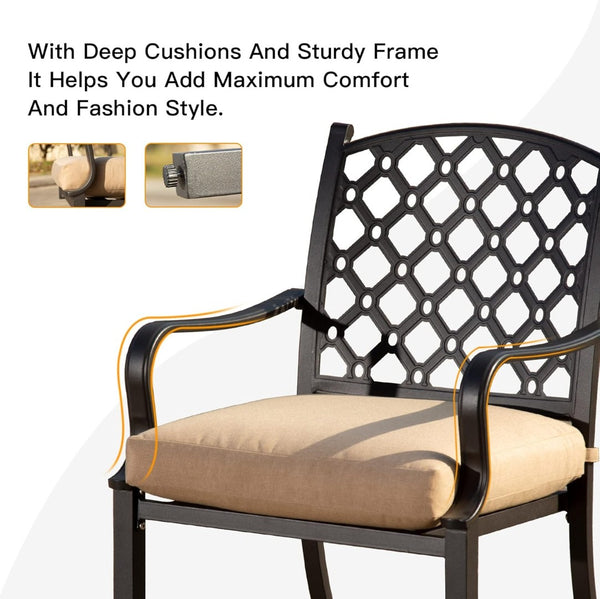 English Elm Outdoor 7-Piece Patio Dining Set With Swivel Chairs, Removable Cushions & Antique Bronze Frame For Elegance W1859S00113-GIGA