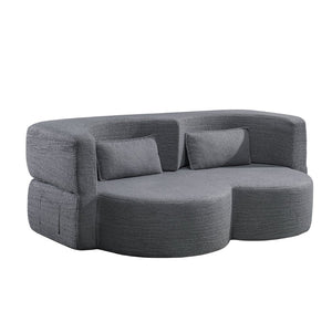 English Elm Folding Floor Futon Sofa Sleeper in Plush Teddy Velvet for Studio or Guest Rooms Light Grey W3739P368634