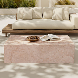 English Elm Christopher Knight Home® - 43.5" MGO Travertine Effect Rectangular Coffee Table Brown — Durable Indoor/Outdoor 43.5x22x12" N772P306667T