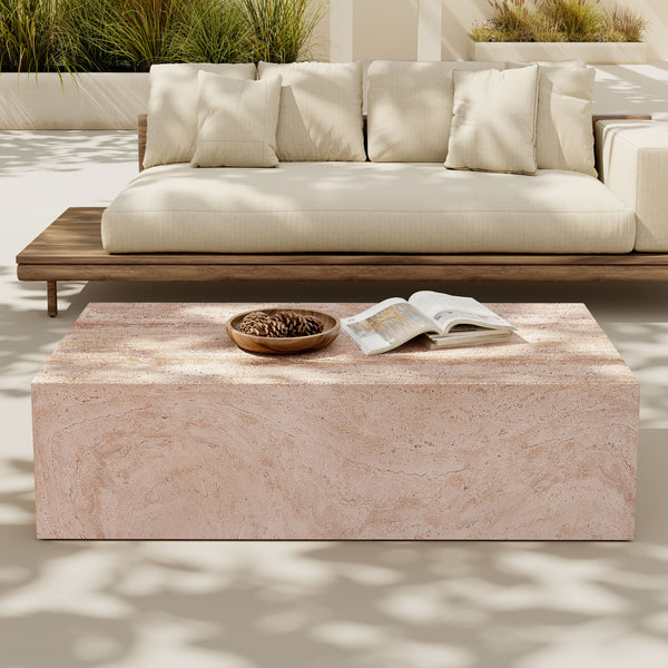 English Elm Christopher Knight Home® - 43.5" MGO Travertine Effect Rectangular Coffee Table Brown — Durable Indoor/Outdoor 43.5x22x12" N772P306667T