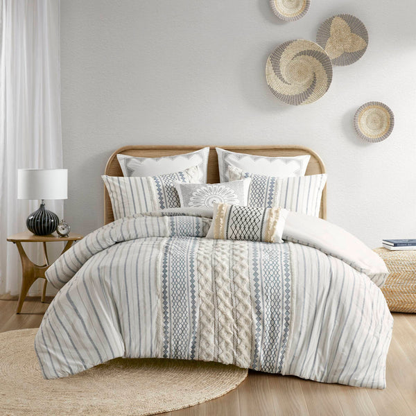 English Elm Cotton INK+IVY Imani Chenille Tufted Comforter Set King/Cal King – Geometric Print, OEKO-TEX Safe B035128800