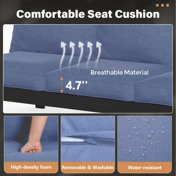 English Elm Set of 2 Outdoor Aluminum Patio Armchairs Rust Proof Frame with Plush Foam Cushions Black+Blue B082P454982