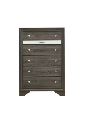 English Elm Madrid 6-Drawer Chest with Felt-Lined Full-Extension Drawers, Modern Laminate Wood Grain Finish Gray 56 L x 37 W x 20 H B078P285996