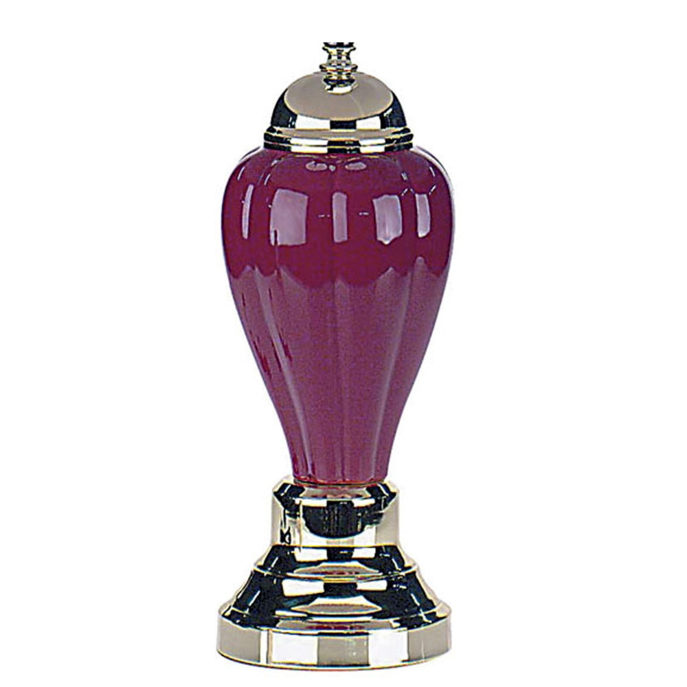 English Elm 27" Elegant Burgundy Ceramic Table Lamp With Linen Shade - Stylish Urn Design For Any Room B072116037