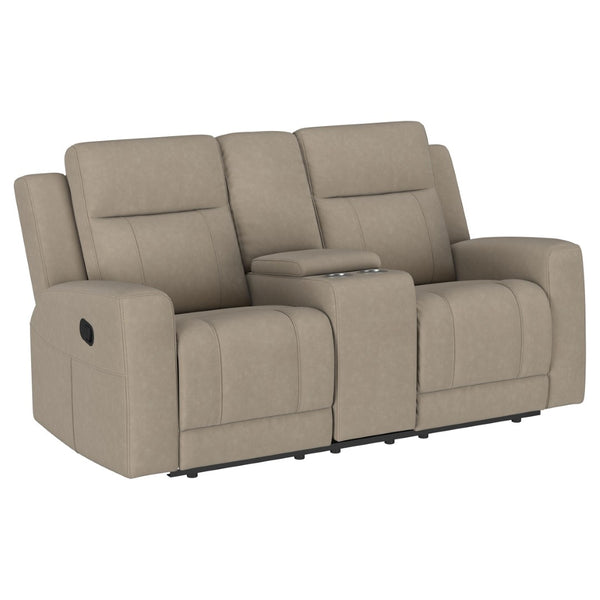 English Elm Slater Manual Reclining Loveseat with Center Console and Suede Leatherette Upholstery Taupe B062P440395