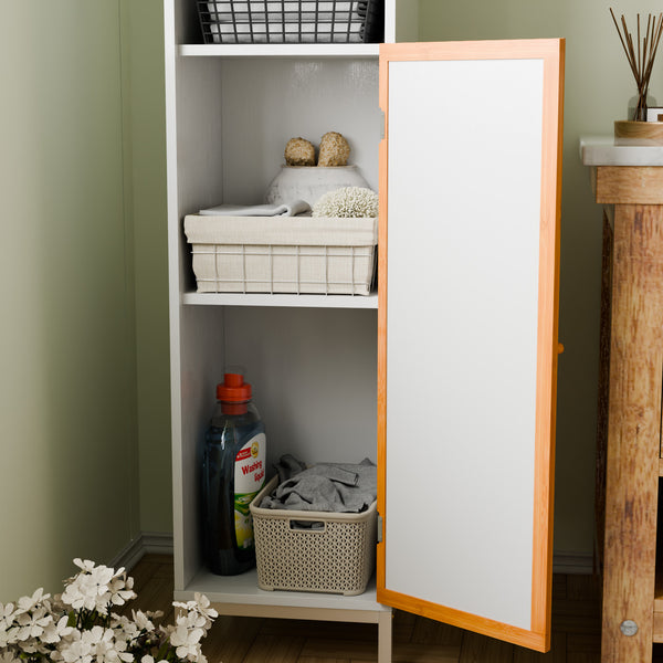 English Elm Bathroom Tall Storage Cabinet With Bamboo Doors - Space-Saving, Stylish, And Moisture-Resistant Design W2992P233445