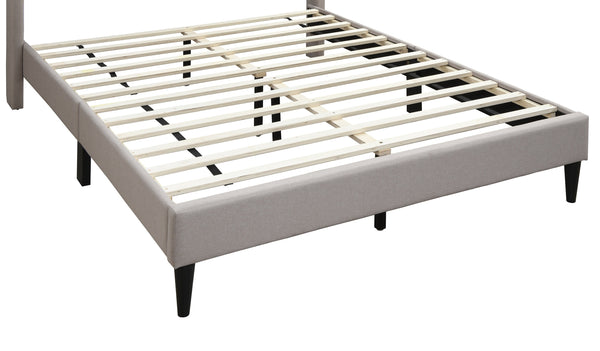 English Elm Modern Burlap Platform Bed Queen with Geometric Diamond Tufted Headboard, Sleek No-Box Spring Design Light Brown 66 L x 23 W x 9 H B011P238959