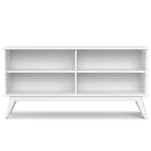 English Elm Draper Mid Century Low Bookcase with Solid Wood Craftsmanship, Tapered Legs & Four Open Shelves for Stylish Storage and Display White B136P238614