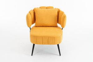 English Elm Decorative Chenille Barrel Tub Chair with Pocket Coil Cushion for Cozy Reading Nooks Yellow W5188P462022
