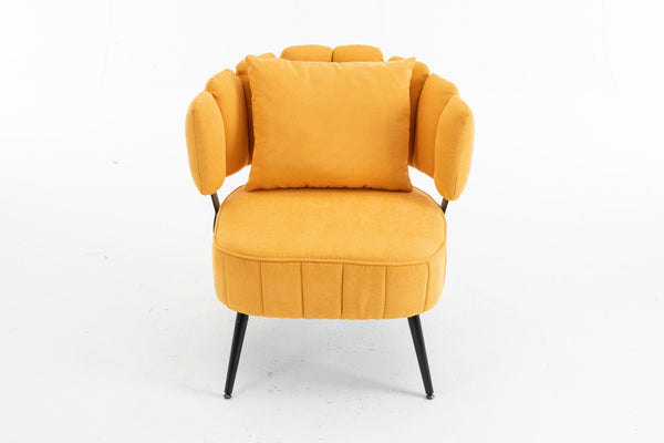 English Elm Decorative Chenille Barrel Tub Chair with Pocket Coil Cushion for Cozy Reading Nooks Yellow W5188P462022