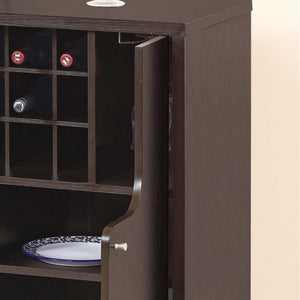 English Elm Wine Cabinet with Curved Cutout Doors Bottle Rack Glass Storage Bar Organizer B107P222502