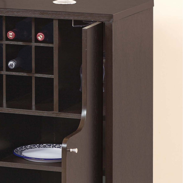 English Elm Wine Cabinet with Curved Cutout Doors Bottle Rack Glass Storage Bar Organizer B107P222502
