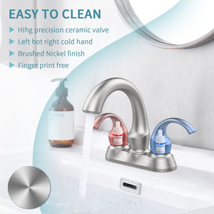 English Elm Bathroom Faucet 2-Handle Brushed Nickel Swan Style With Pop-Up Drain For Easy Installation, Fr4075-Np T3177P277547