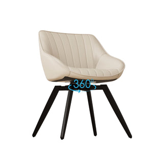 English Elm 63" Mid-Century Modern Brown Mdf Dining Table & 4 Beige Pu Chairs With Black Metal Legs Set W2189S00689