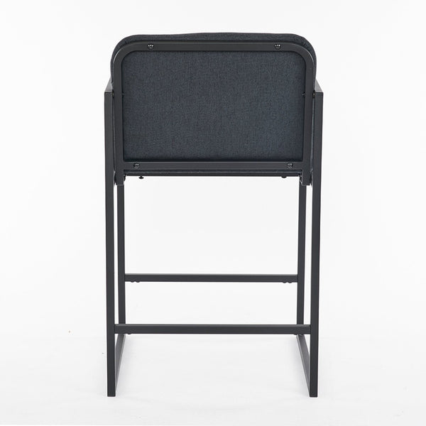 English Elm Set Of 2 Stylish Dark Gray Upholstered Counter Height Bar Stools With Armrests For Modern Dining W1901P225274-GIGA