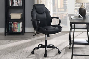 English Elm Gaming Ergonomic Office Chair Black Faux Leather with Casters Adjustable Height Plush Padded Arms B011P366767