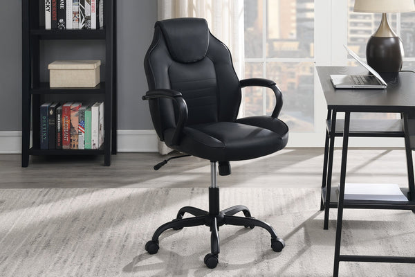 English Elm Gaming Ergonomic Office Chair Black Faux Leather with Casters Adjustable Height Plush Padded Arms B011P366767