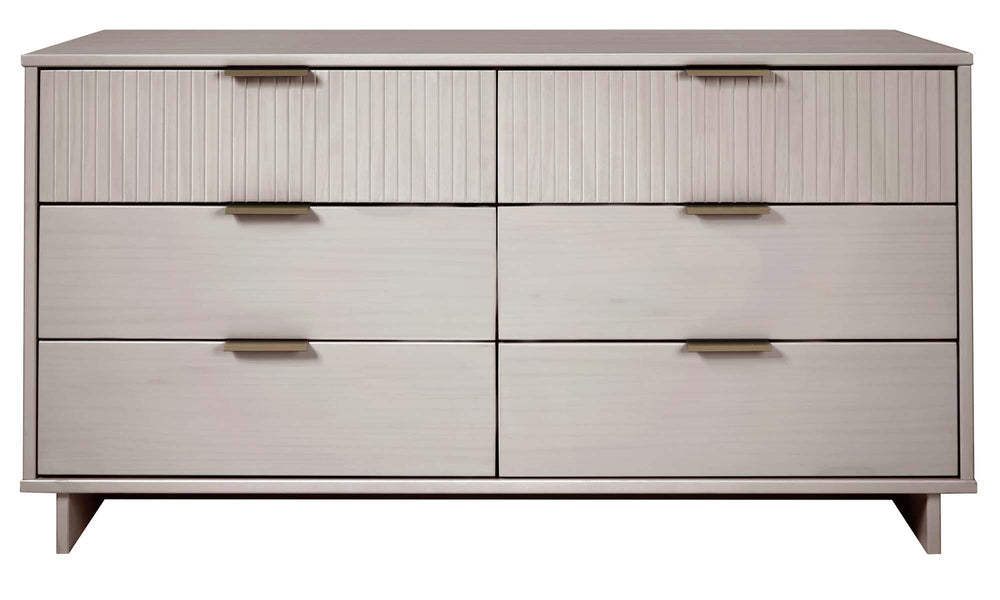 English Elm Granville 55" Modern Dresser In Light Gray With 6 Drawers, Gold Hardware & Textured Design Elegance B365S00091