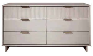 English Elm Granville 55" Modern Dresser In Light Gray With 6 Drawers, Gold Hardware & Textured Design Elegance B365S00091