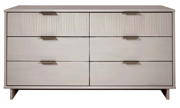 English Elm Granville 55" Modern Dresser In Light Gray With 6 Drawers, Gold Hardware & Textured Design Elegance B365S00091