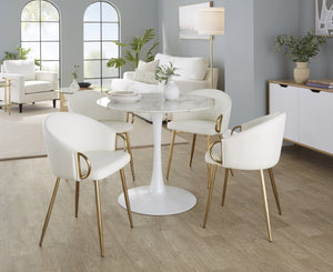 English Elm Chair with Silver Metal Frame and Padded Faux Leather Seat for Modern Dining Spaces White B202P471299