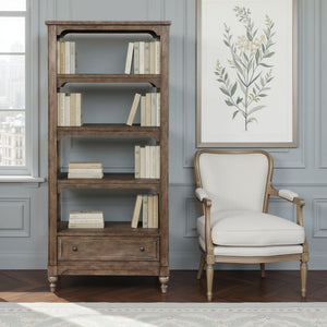 English Elm Middleton Tall Traditional Bookcase Poplar Wood Vintage Finish Pewter Hardware Study B108P468544