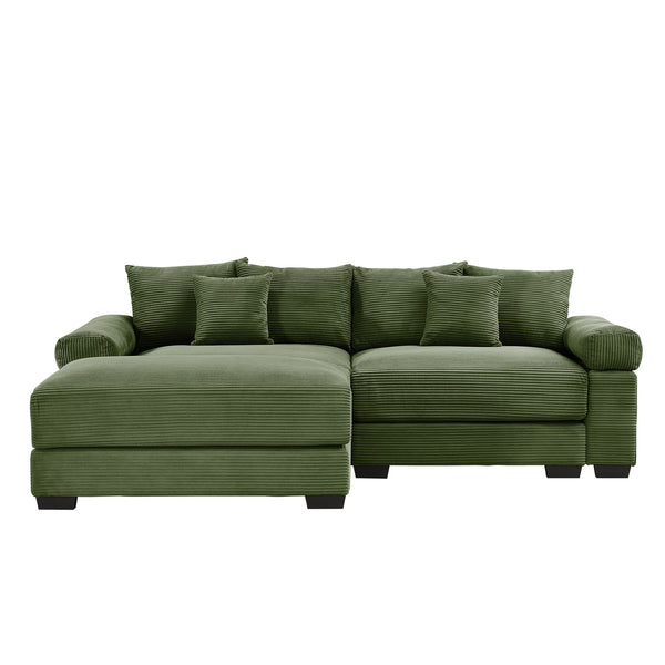 English Elm 92" Oversized Modular L-Shape Sectional Couch - Soft Corduroy, Deep Seats, Ergonomic Design & Pillows W714S01330
