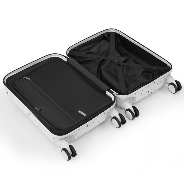 English Elm Luggage Hard Shell 3 Piece Set with Usb Port Spinner Wheels and Front Access Panel Ivory N726P197969W