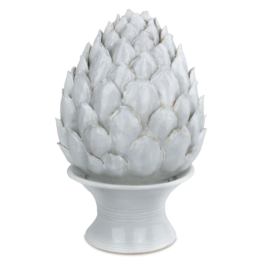 Ivory Artichoke Sculpture - Hand-Thrown Ceramic Decor with Unique Texture and Nature-Inspired Design