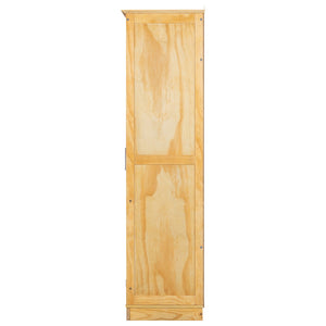 English Elm Topmax Solid Pine Pantry Cabinet with Glass Doors Four Drawers Farmhouse Storage Natural SP000086AAA