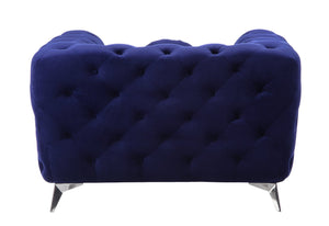 English Elm Atronia Blue Velvet Chair with Diamond Button Tufting, Pocket Coil Cushion, Hardwood Frame, 6" Legs B2726P255740