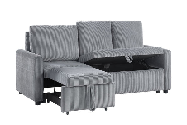 English Elm Ottavio Corduroy Sofa with Pull Out Chaise Underseat Storage and Side Pockets B2749S00257