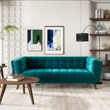 English Elm Ashcroft Furniture - Addison Large Teal Velvet Sofa