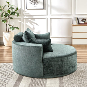 English Elm 55''L Chenille sponge single sofa sleeper chair — no assembly, ultra-soft chenille, plush backrest pillow comfort for living room relaxation Green W834P221025