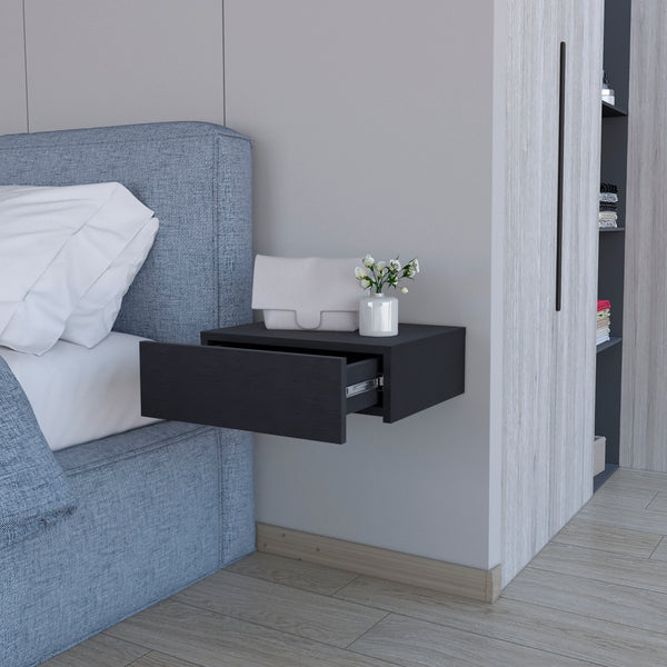 English Elm Vienna Wall-Mounted Floating Nightstand with Spacious Drawer, Modern Minimalist Design, Multiple Finishes B128P176115