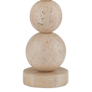 Niobe Table Lamp - Unique Natural Travertine Design with Flax Linen Shade for Contemporary Spaces