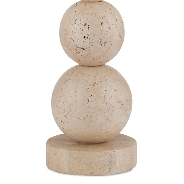 Niobe Table Lamp - Unique Natural Travertine Design with Flax Linen Shade for Contemporary Spaces