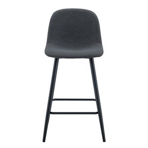 English Elm Modern Quilted Pu Leather Barstools Set of Two with Black Metal Legs for Kitchen Islands W1151P242028
