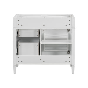 English Elm 36'' Modern Bathroom Vanity Cabinet with Tip-Out Drawer, Adjustable Shelf, Smooth Metal Slides, Solid Wood Frame White N710P186084K
