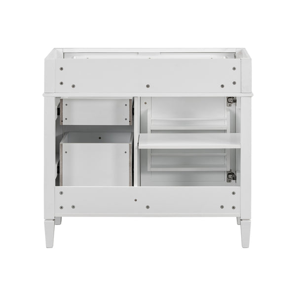 English Elm 36'' Modern Bathroom Vanity Cabinet with Tip-Out Drawer, Adjustable Shelf, Smooth Metal Slides, Solid Wood Frame White N710P186084K