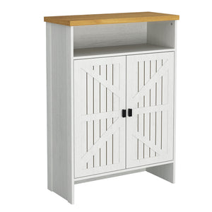 English Elm Modern Six-Drawer MDF Cabinet with Rounded Metal Corners, Smooth Glides & Sleek Minimalist Style White W3226P279089