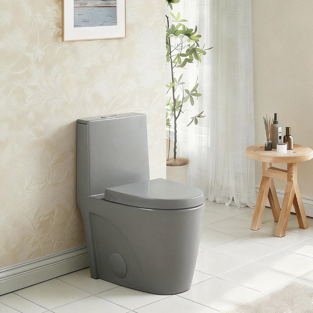 English Elm One-piece Elongated Porcelain Toilet Dual Flush Ada Comfort Height Soft Close Seat Light Grey W1920P425614