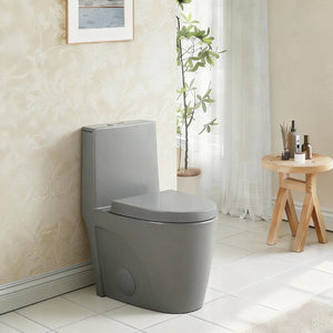 English Elm One-piece Elongated Porcelain Toilet Dual Flush Ada Comfort Height Soft Close Seat Light Grey W1920P425614