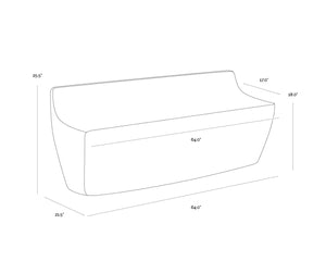 Sunpan LEDGER Sculptural Ash Grey Bench – Durable Concrete Design for Modern Spaces & Versatile Use 109278