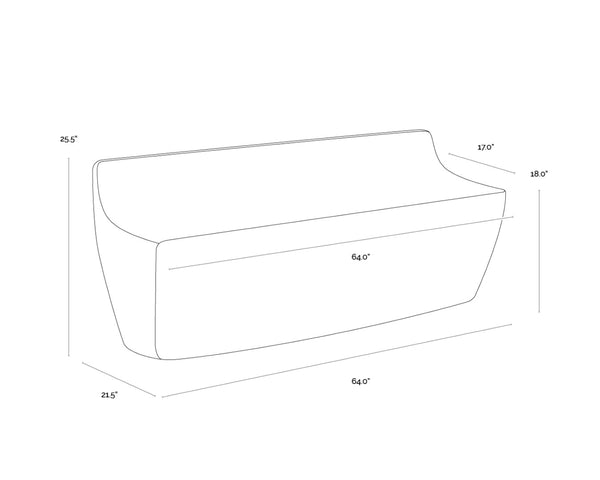 Sunpan LEDGER Sculptural Ash Grey Bench – Durable Concrete Design for Modern Spaces & Versatile Use 109278