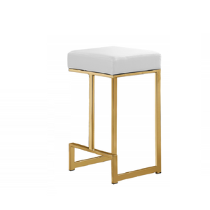English Elm 25 in Backless Faux Leather Counter Stools with Brushed Gold Sled Base Set of 2 Gold+White B011P497734