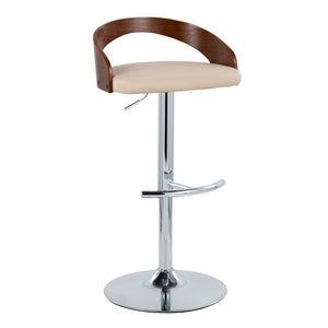 English Elm Adjustable Swivel Barstools with Chrome Base Walnut Accents Cream Upholstery Set of 3 B202S02033