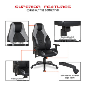 OSP Home Furnishings Commander Gaming Chair Grey